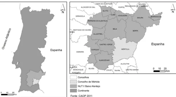 Fig. 6 - Enquadramento geográfico da área de estudo - concelho de Mértola 