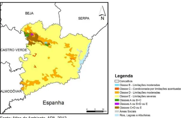 Fig. 9 - Capacidade de uso do solo do concelho de Mértola 