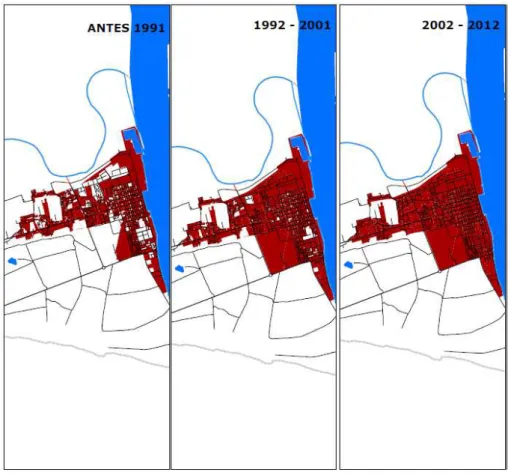 Figura 11: Evolução da mancha urbana na freguesia de Vila Real de Santo António   Fonte: Elaboração própria  