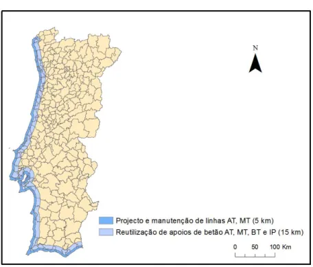 Figura 8: Localização das zonas onde existe maior corrosão devido à salinidade.