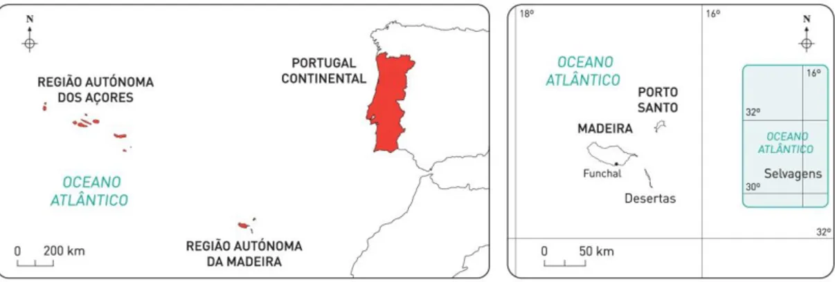 Figura 1.1 Território Nacional  Figura 1.2 Arquipélago da Madeira 