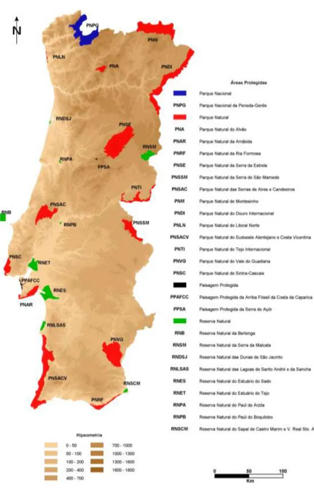 Figura 1 – Enquadramento territorial das áreas protegidas, de acordo com a sua tipologia 