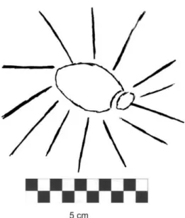 Fig. 45 Símbolo solar de peso de tear proveniente do  povoado  da  Pedra  de  Ouro  –  Alenquer  (Museu  Arqueológico do Carmo)