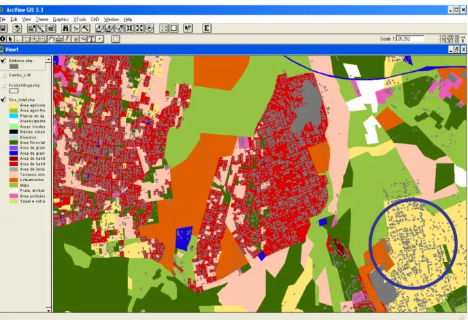 Figura II.9 - Sobreposição  do Uso do Solo em 1990, com a “mancha urbana”   
