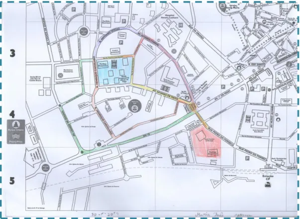 Figura 24 – Mapa com todos os percursos possíveis entre a Escola Básica Integrada Afonso de  Paiva e a Escola Superior de Educação 