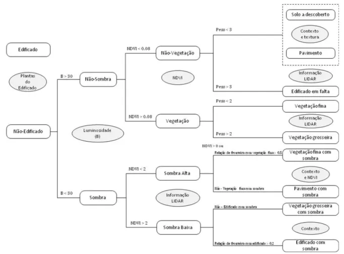 Figura 3 - Hierarquia de classes e respectivas características e regras de separação   Fonte: Zhou e Troy (2008) (adapt.) 