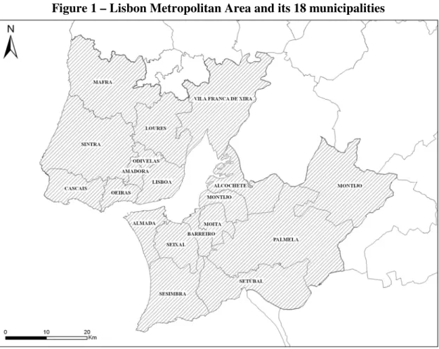 Figure 1 – Lisbon Metropolitan Area and its 18 municipalities  
