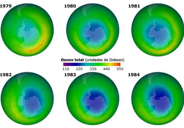 Figura 1.2 - Camada de ozono no Polo Sul [9] 