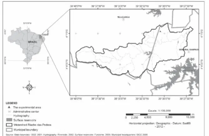 Figure 1 - Geographical representation of the Riacho das Pedras watershed, Ceará