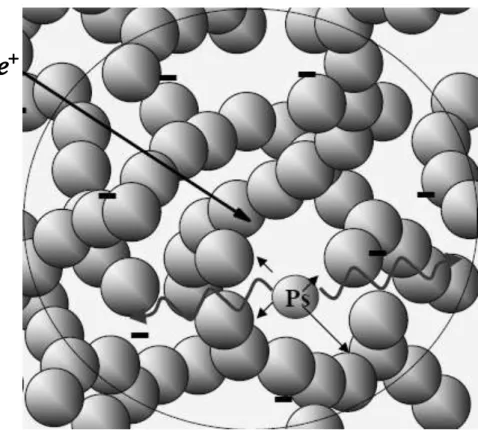 Figura 2.2 – Representação esquemática da formação do átomo de positrónio em polímeros (Adaptado  de Shaikh, 2010)