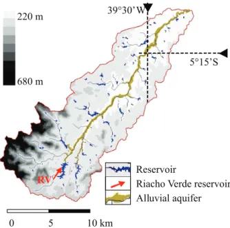 Figure 1 - The Forquilha watershed and its main surface and  underground water resources