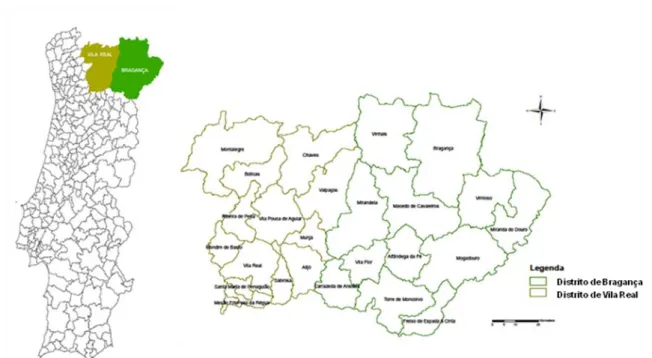 Figura 3 – Área de Estudo – Norte de Portugal, região de Trás-os-Montes. 