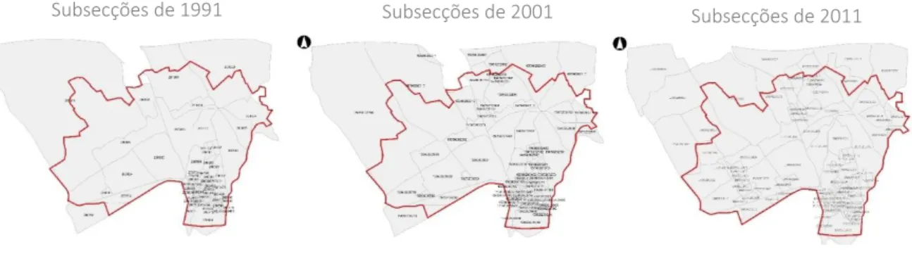 Figura 8 | Subsecções utilizadas no Perímetro Urbano de Palmela