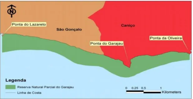 Figura 7  ─ Mapa da Reserva Natural Parcial do Garajau. Fonte: PNM (2015) 
