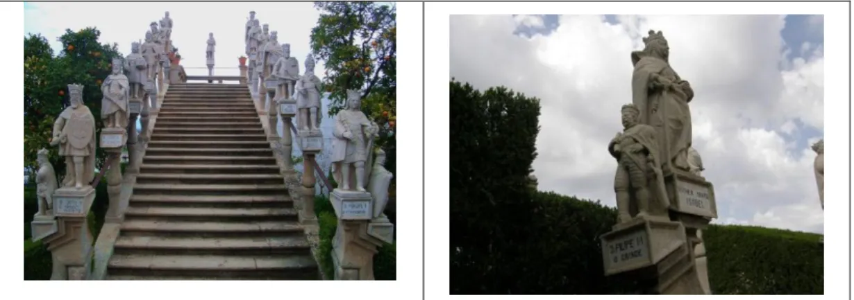Figura 5. Pormenores da escadaria dos reis de Portugal no Jardim do Paço 