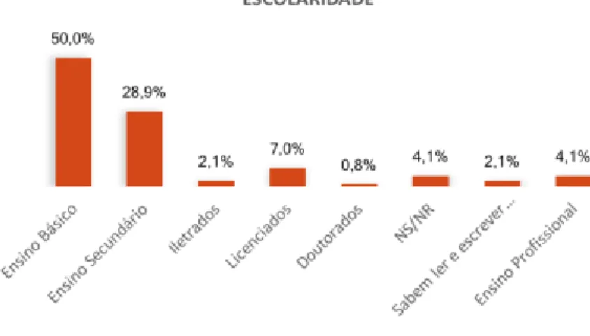 Gráfico  5:  Escolaridade  (Fonte:  Diagnóstico  da  População  Imigrante  em  Portugal  –  Malheiros  (coord.)  (2013) - dados trabalhados)