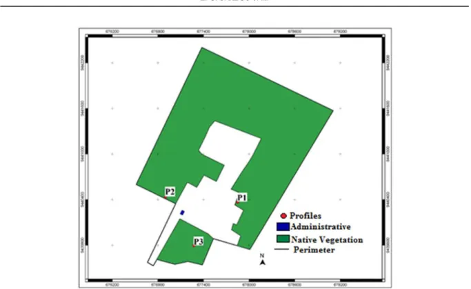 Figure 1. Map of location of soil profiles of experimental farm "Rafael fernandes".
