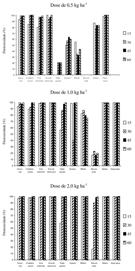 Figura 1 - Fitotoxicidade do tebuthiuron a dez espécies vegetais após a sua aplicação