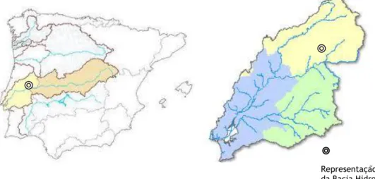 Figura 4.3 - Localização da Bacia Hidrográfica em estudo na península Ibérica e na RH5 (Fonte: CADC, 2007; 