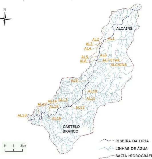 Figura 4.6 – Bacia Hidrográfica da Ribeira da Líria e seus afluentes  