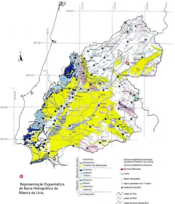 Figura 4.8 -Carta geológica da Bacia hidráulica do Rio Tejo (Fonte: PBH do Rio Tejo, 1999)  Representação Esquemática 