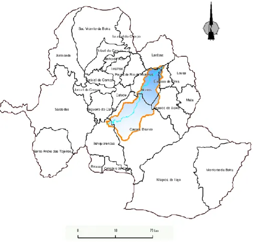 Figura 5.4 – Localização da Bacia Hidrográfica em estudo no concelho de Castelo Branco  