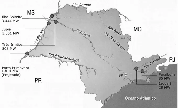 Figura 1 - Localização das usinas da CESP.