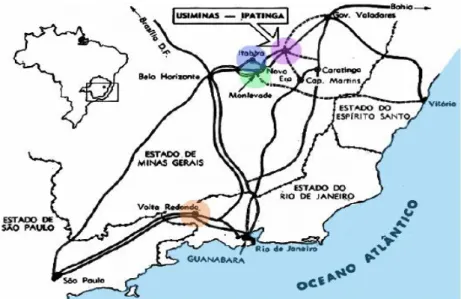Figura 01- Localização do município de Ipatinga-MG por Hardy Filho-  1970- Mendonça (2006) 