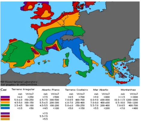 Figura 9 - Efeito do vento nas diferentes regiões da Europa [18] 