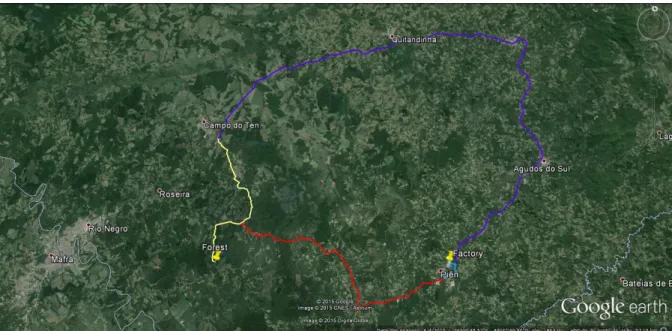 Figure 1. Routes of forest road transportation.  