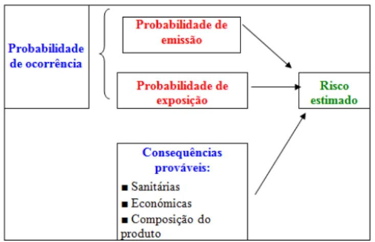 Figura 2 – Modelo probabilístico para a apreciação qualitativa do risco. Fonte: Dufour e Pouillot, 2002