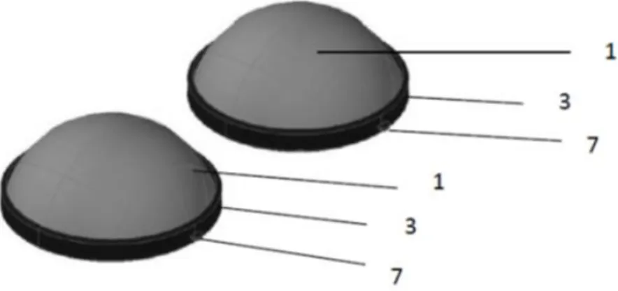 Figura 7: Figura das semi-bolas (superfícies flexíveis) que fazem parte do novo equipamento voltadas  para cima