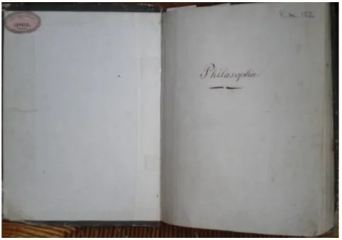 Figura 6. Folha de rosto de Philosophie, caderno de anotações de Claude  Bernard 