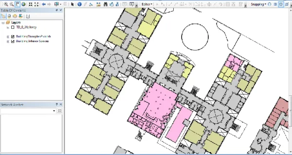 Figure 4: Work area ready to start the digitizing of indoor walkways 