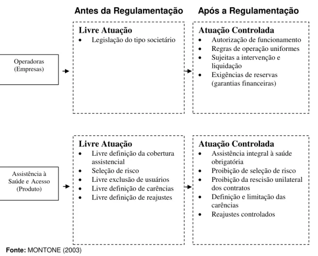 Figura 01: Características do setor antes e depois da regulamentação 