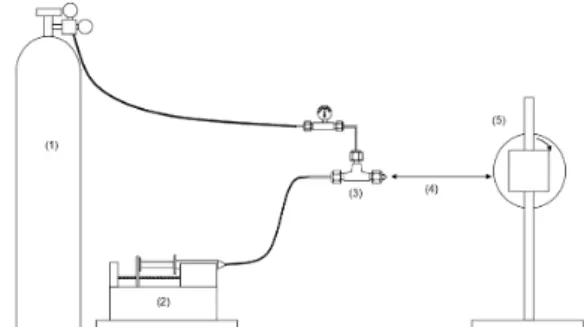 Figura 1.  Desenho esquemático do aparelho utilizado na técnica de  fiação por sopro em solução