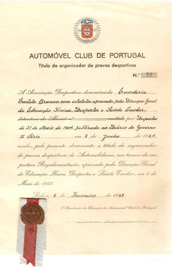 Figura 14 — Diploma de Título de Organizador de Provas Desportivas, ECB. 14