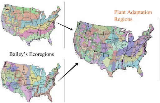 Figure 1 - Plant Adaption Regions (PAR) developed by overlaying an ecoregion map with USDA Plant Hardiness Zone map (from Vogel et al