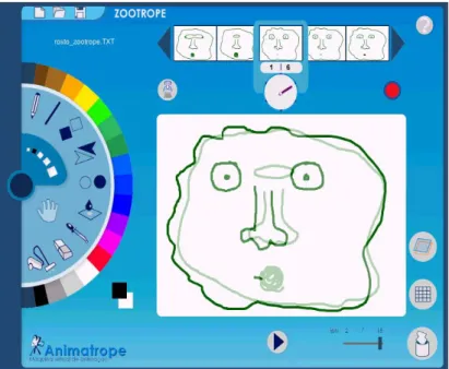 Figura 2.19 – Interface do módulo “Zootrope” e as suas funcionalidades 