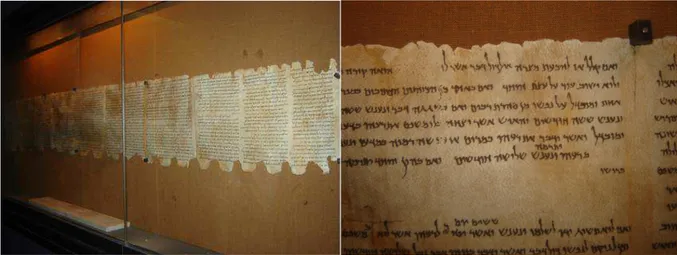 Figura  2:  Manuscrito  do  Mar  Morto,  Livro  do  Profeta  Isaías, em exposição no Museu de Qumran