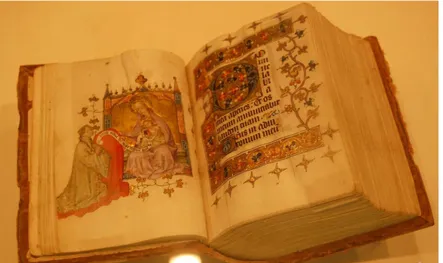 Figura 9: Livro de Horas de Margarida de Cleves, onde ela é retratada junto a   Virgem orando