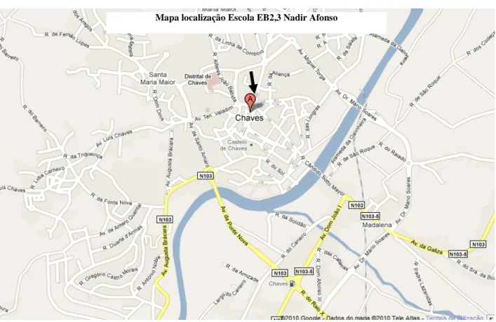 Mapa localização Escola EB2,3 Nadir Afonso 
