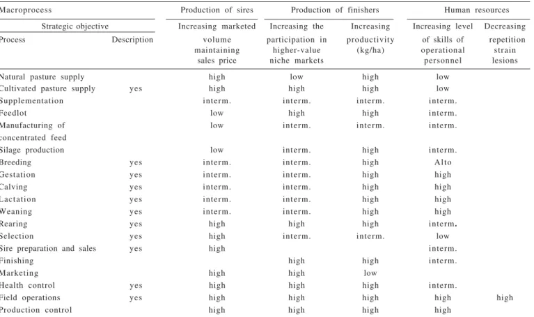 Table 1 - Process impact on the company’s strategic objectives