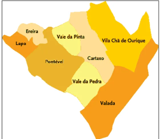 Figura  1  -  Mapa  Administrativo  do  Concelho de Cartaxo 