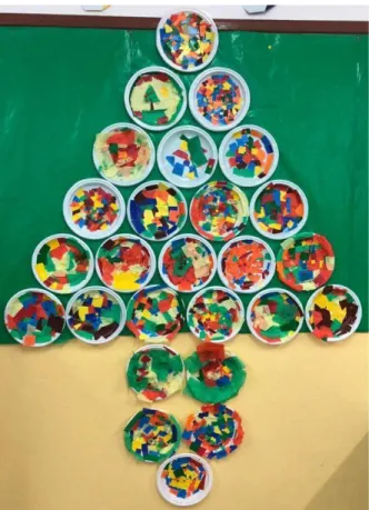 Figura 1. Árvore de Natal feita pelos alunos do 2.º ano com técnicas de corte e  colagem