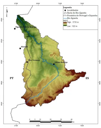 Figura  2:  Modelo  digital  do  terreno  para  a  bacia hidrográfica do rio Águeda