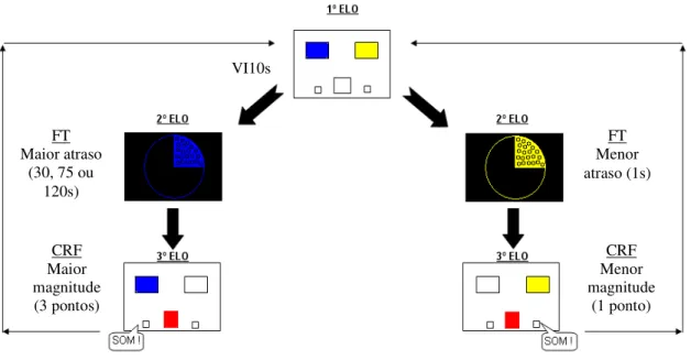 Figura 3: Configuração da condição de variação da magnitude e do atraso do reforço com  marcador temporal (relógio)