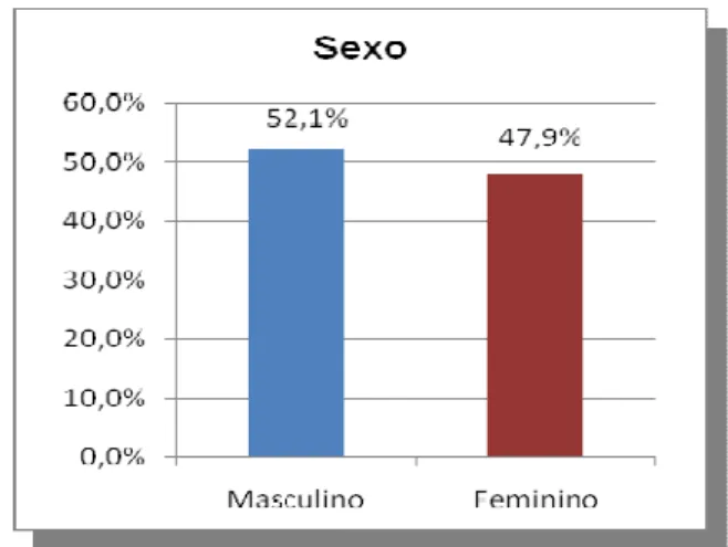 Gráfico 1 – Representação gráfica da distribuição por sexo 