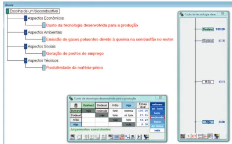 Figura 8. Aplicação do MACBETH para construir a função de valor do critério Custo da tecnologia.