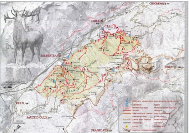 Mapa  3  –  Distribuição  das  áreas  naturais  protegidas  do  Parque  Natural  Gran  Bosco  de  Salbertrand